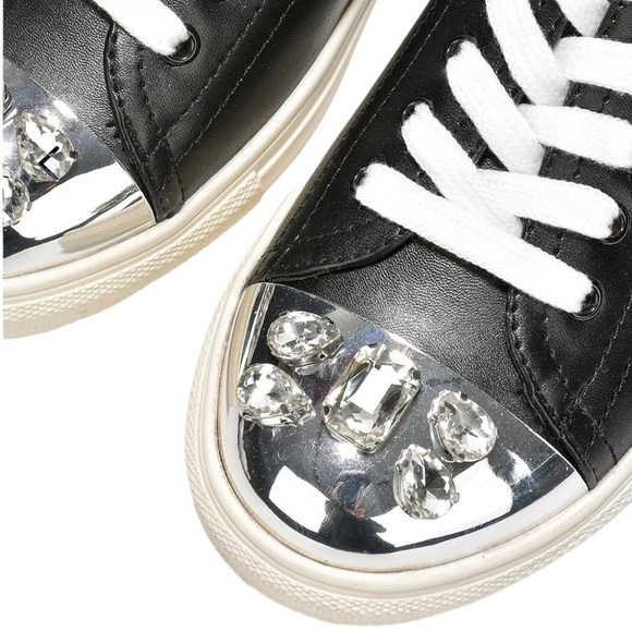 CAPE ROBBIN Black Jeweled Low Cut Sneakers Silver Cap Toe Size 11 …NWOT - Picture 11 of 14